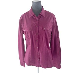 Mavi Womens XL Snap Up Long Sleeve Shirt Fuchsia Pink Utility Pockets